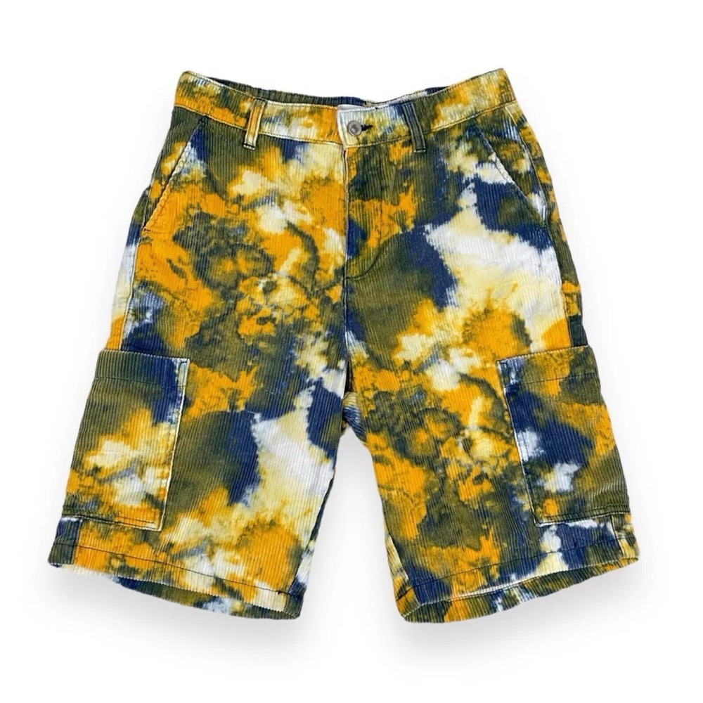 Topman Shorts Mens Size 28 Multicolor Watercolor Corduroy Bermuda Cargo NWOT